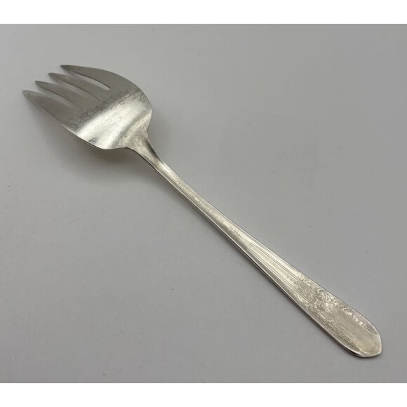 Wm Rogers 1939 Reflection Meat Serving Fork Extra Plate Silver Plated Floral - Picture 2 of 7